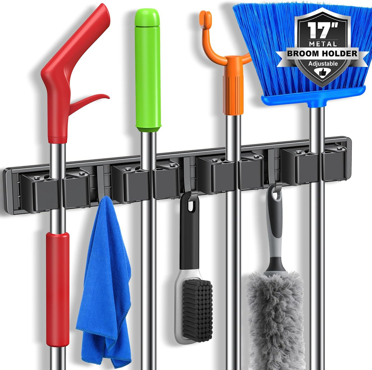 Broom Holder Wall Mount – Grey - Field & Nook