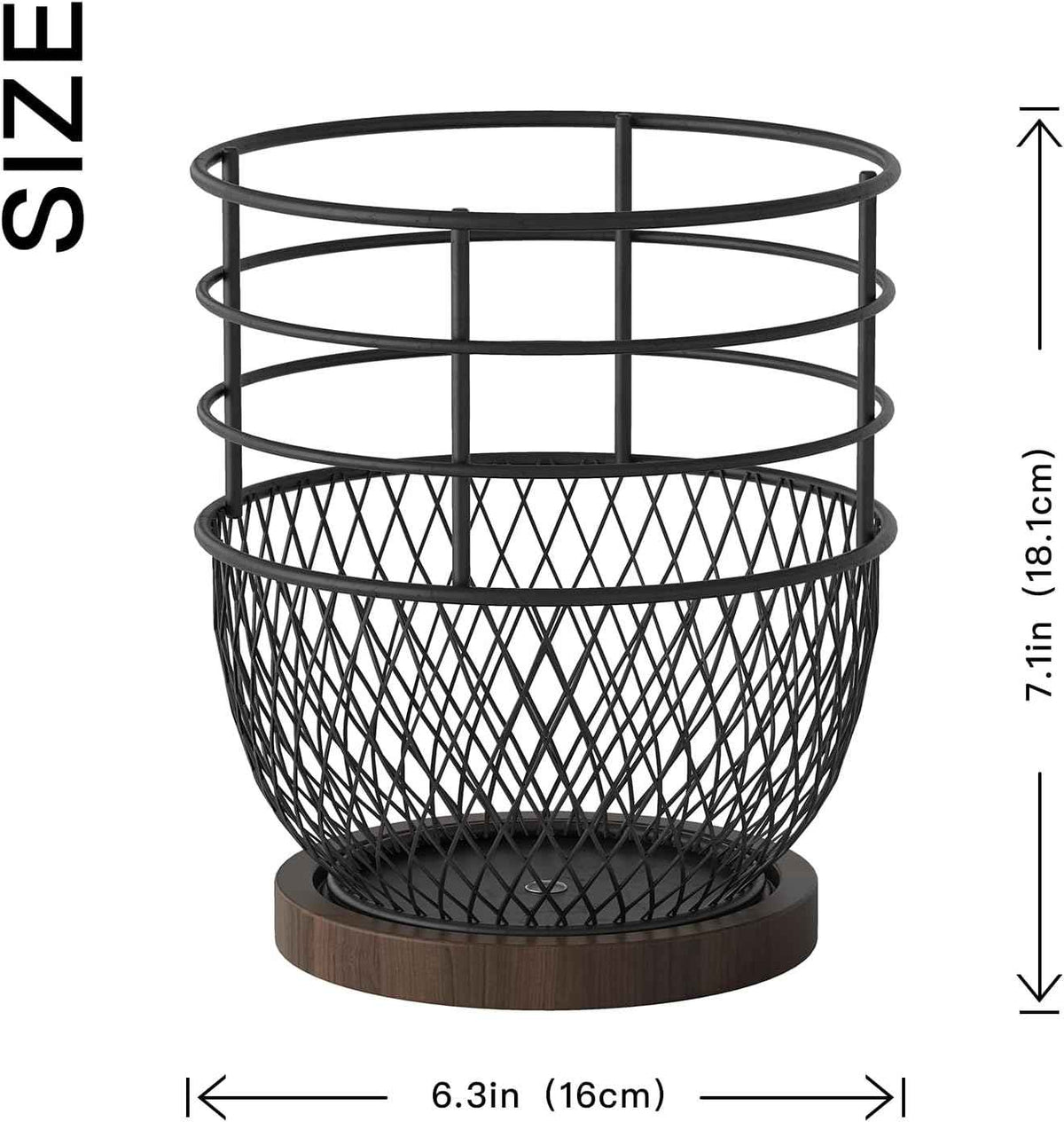 360° Rotating Utensil Holder, Iron with Wooden Base