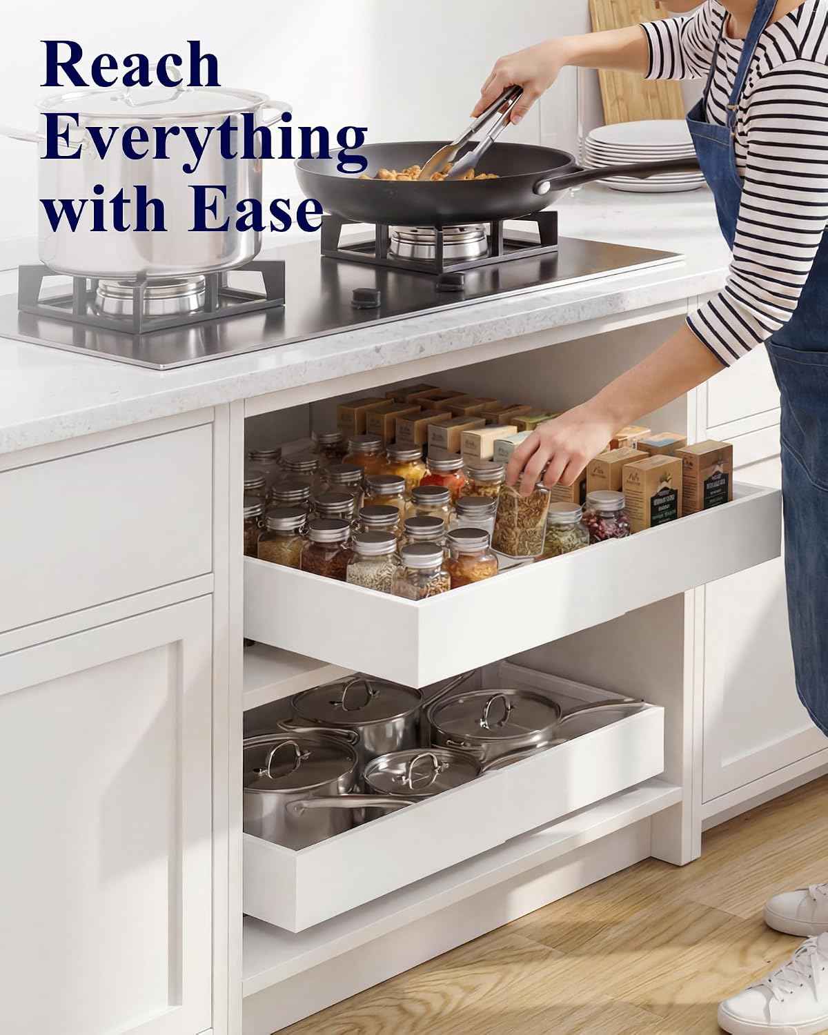Kitsure 2 Pack Expandable Pull Out Cabinet Shelves