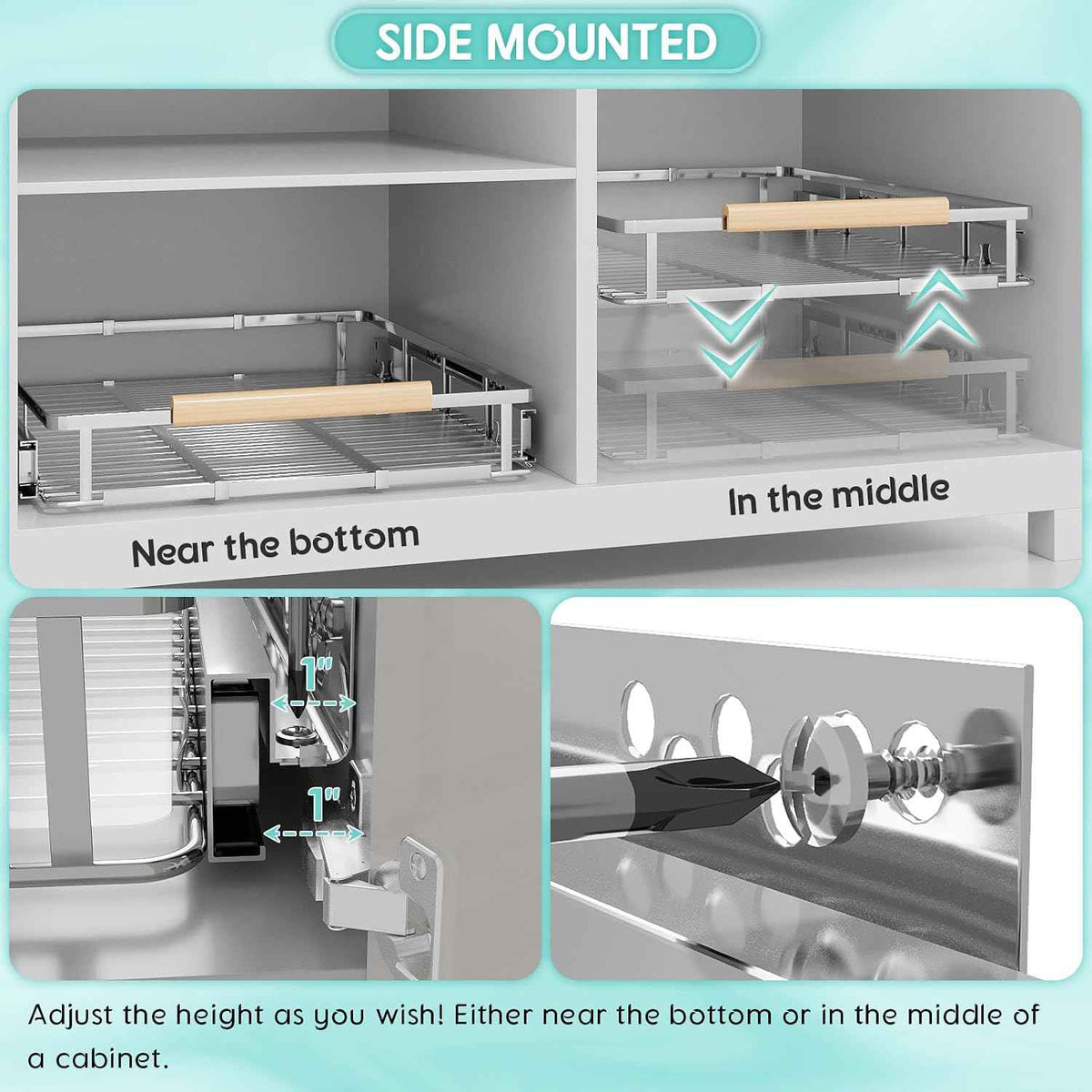 2 Pack Expandable Pull Out Cabinet Organizer, 23.2-39.9" W