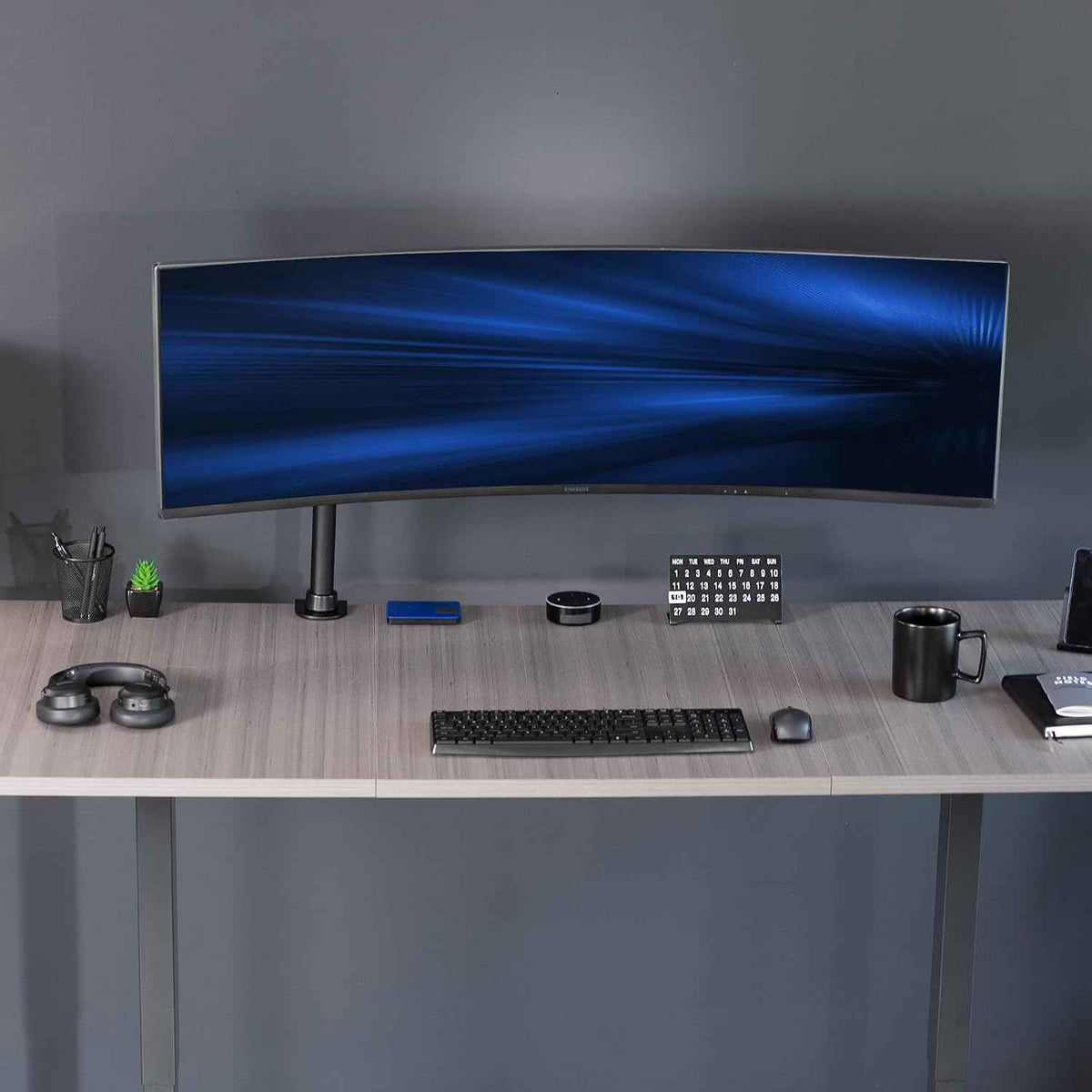 VIVO Single Large Monitor Arm Desk Mount, Holds Screens up to 45 inch Ultrawide, Fully Adjustable Stand with C-Clamp and Grommet Base, VESA 75x75mm or 100x100mm, Black, STAND-V149