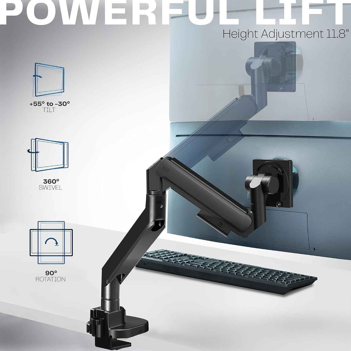 VIVO Heavy Duty Ultrawide Monitor Arm for 57 inch Screens up to 59.4 lbs, Desk Mount TV and Monitor Stand Designed for Samsung Odyssey Ark, Neo G9, ViewFinity S9, and More, Black, STAND-GT57