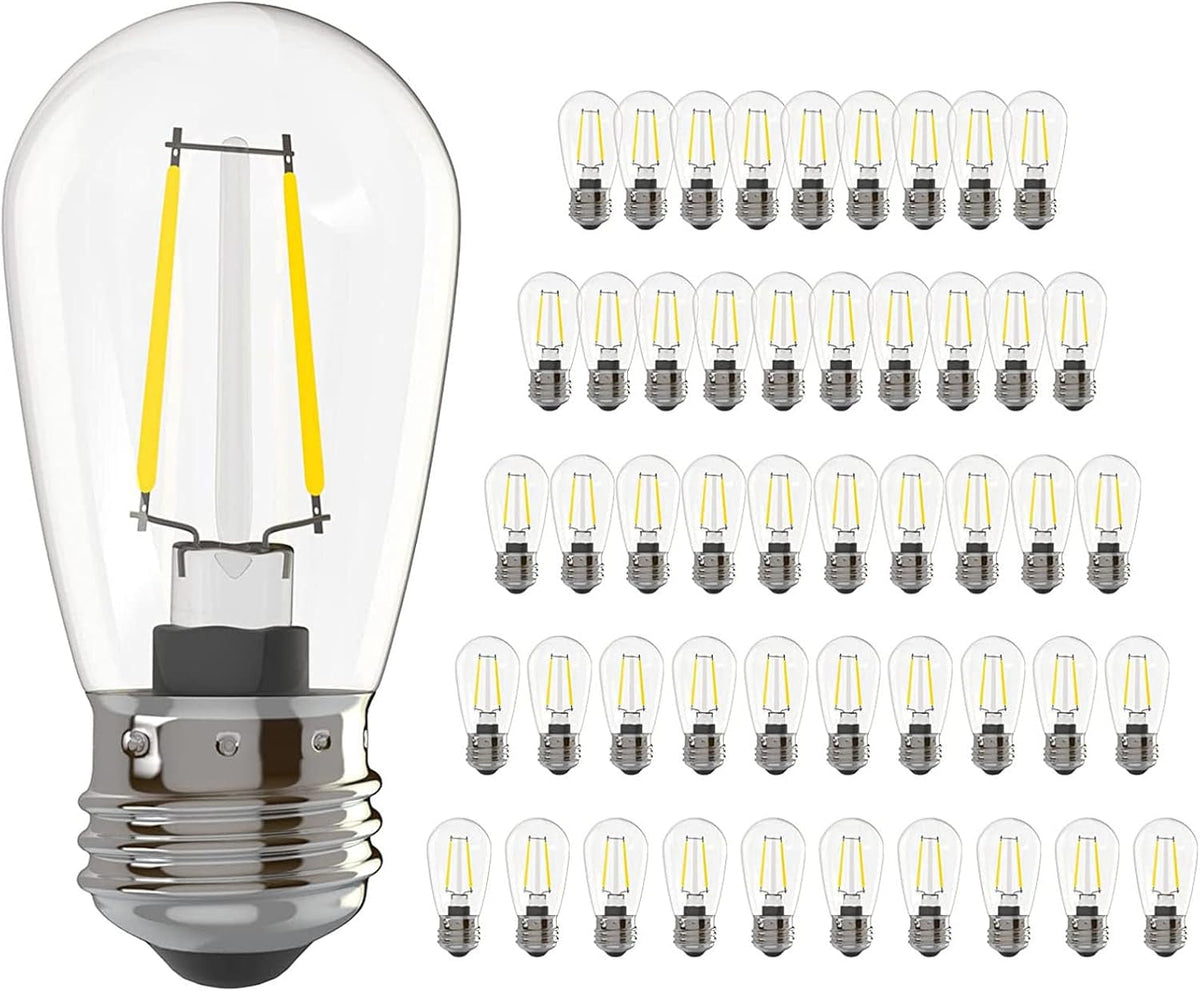 Banord Outdoor String Lights Vintage LED Filament Bulb, Shatterproof E26 Screw Base Edison LED Light Bulbs for Indoor & Outdoor Use 100 Pack