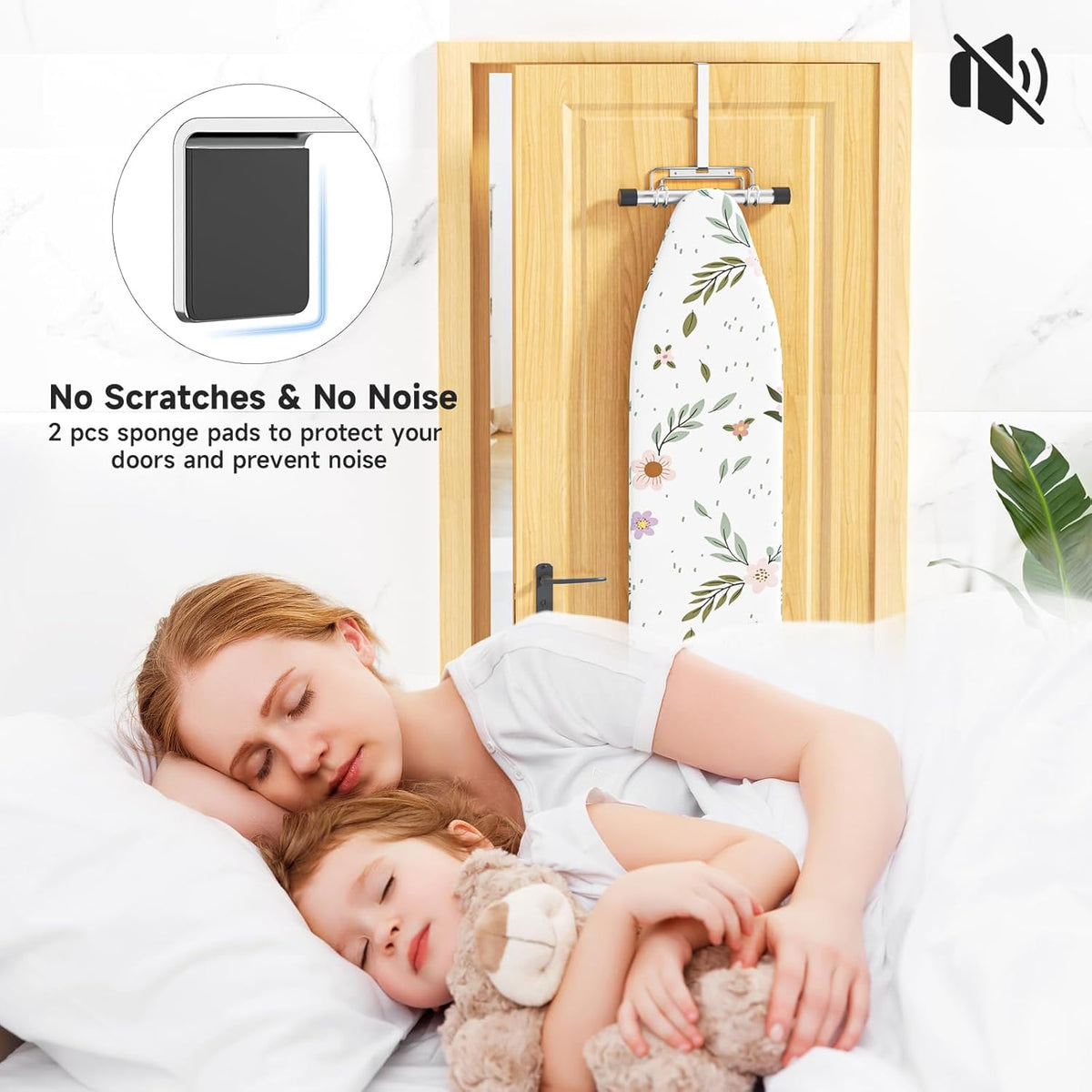 Removable-Hook Metal Ironing Board Holder – Silver - Field & Nook