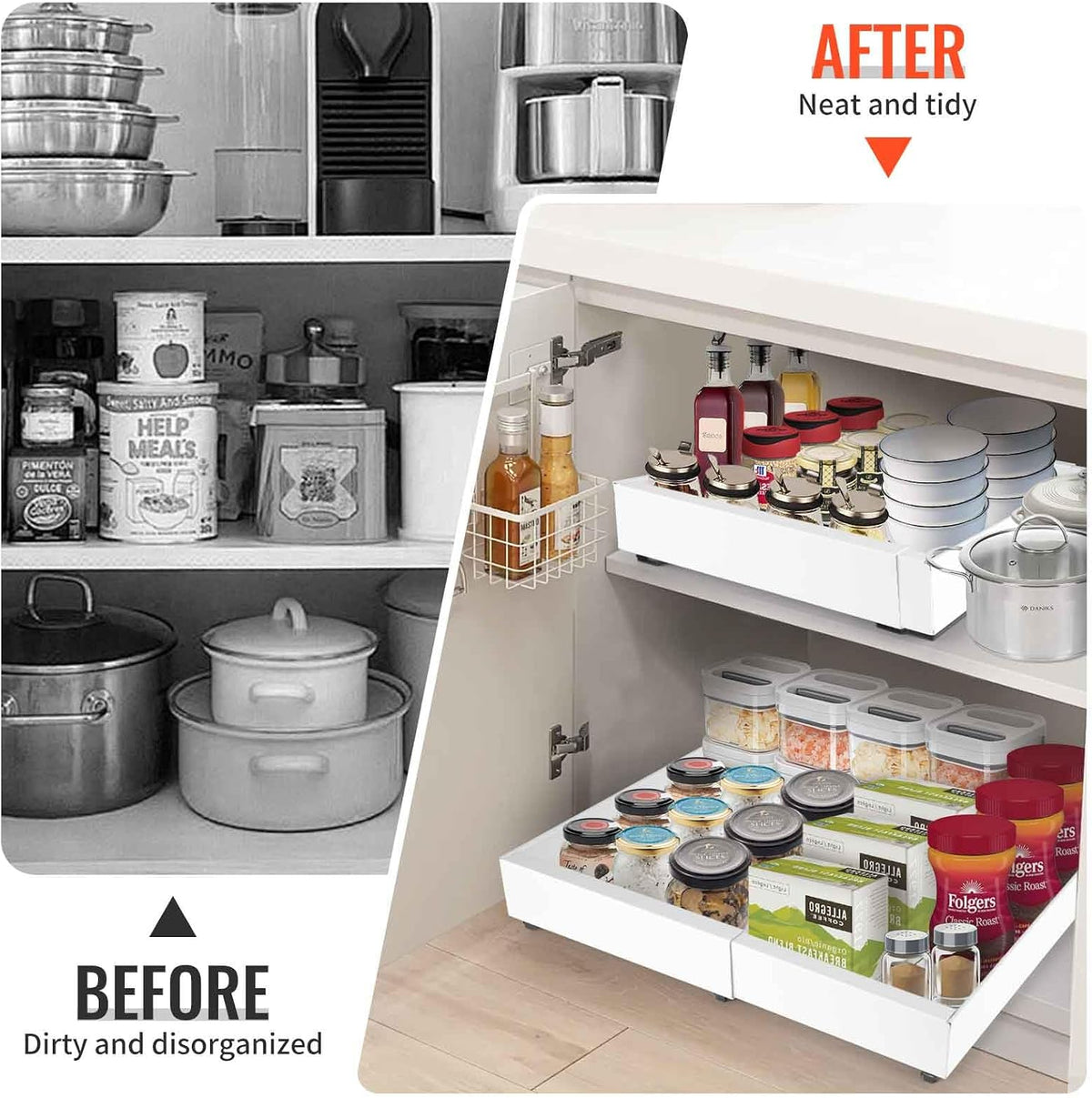 21" Deep Expandable Pull-Out Cabinet Organizer, 12"-20" W