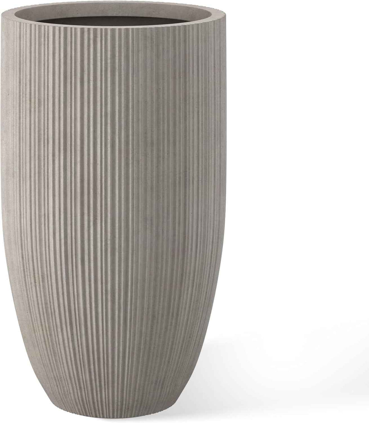 Kante 24 Inch Tall Round Concrete Planter, Large Indoor Outdoor Plant Pots with Drainage Hole and Rubber Plug, Modern Decorative Garden Pots for Home Patio Porch, Textured Weathered Concrete