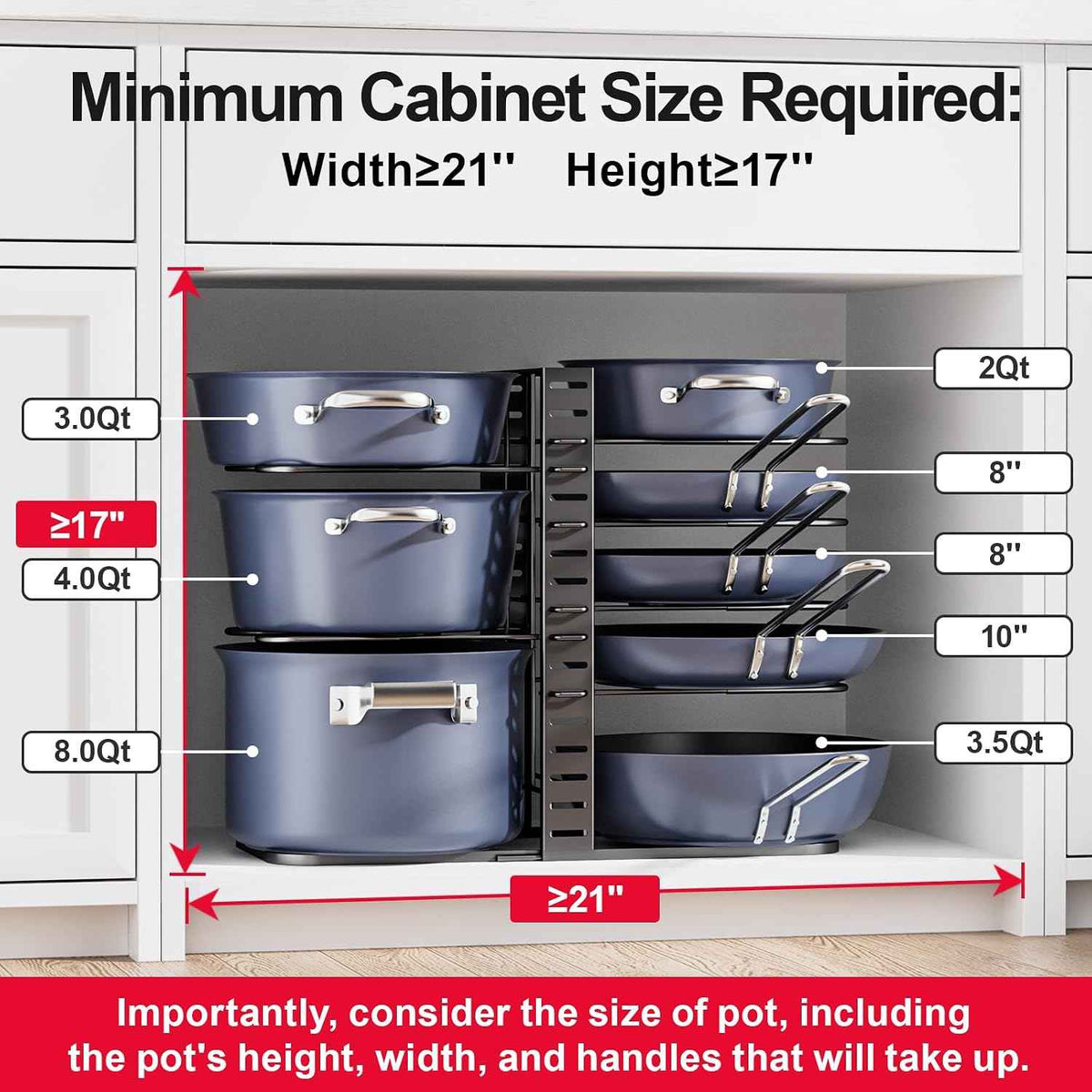 Pots and Pans Organizer, 8-Tier, 14.6"