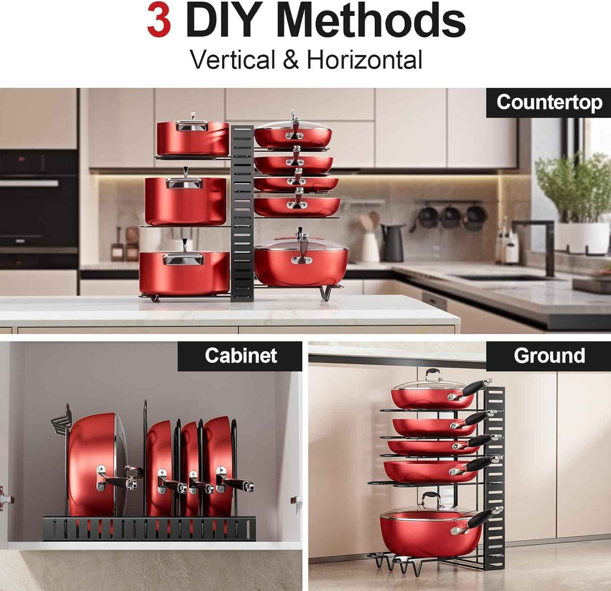 MUDEELA 8-Tier Pots and Pans Organizer, 16.61" Height