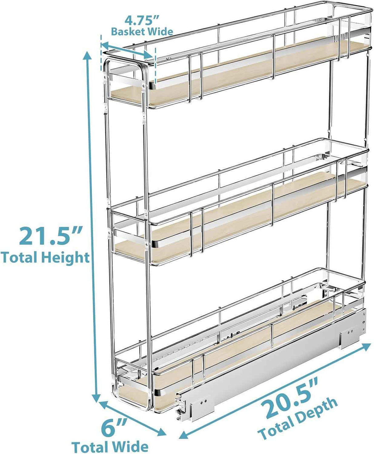 Pull Out Spice Rack Cabinet Organizer, 6" W x 20½" D