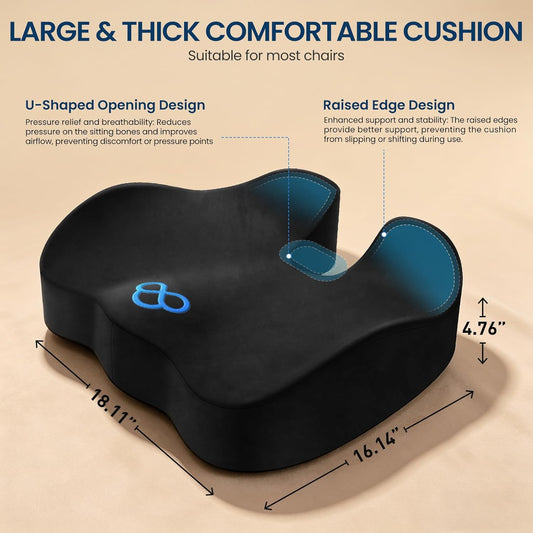 4.7-Inch Memory Foam Seat Cushion with Velvet Cover - Field & Nook