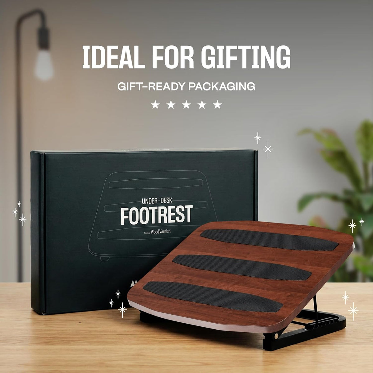 7-Angle Walnut Under-Desk Foot Stool - Field & Nook
