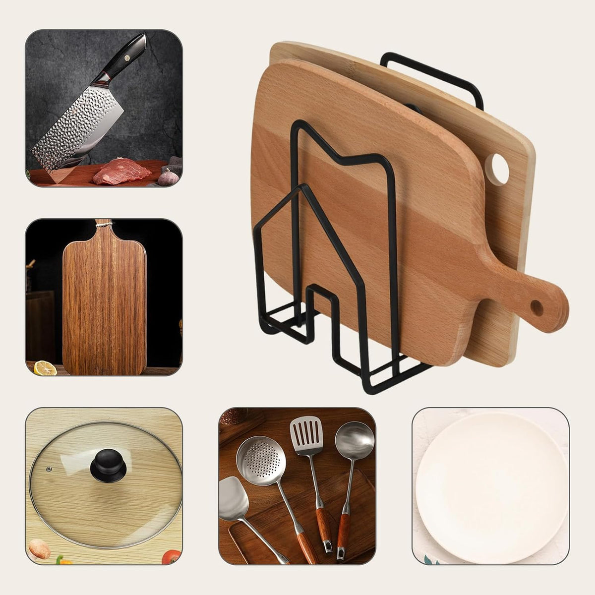 Stainless Steel Cutting Board Rack, Black