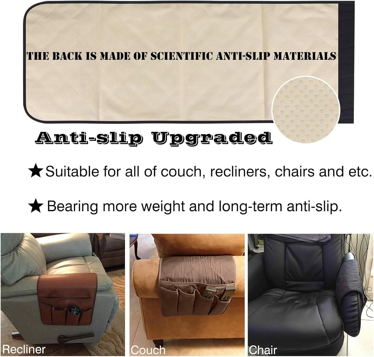 Sofa Armrest Organizer – Five-Pocket Non-Slip Remote Holder