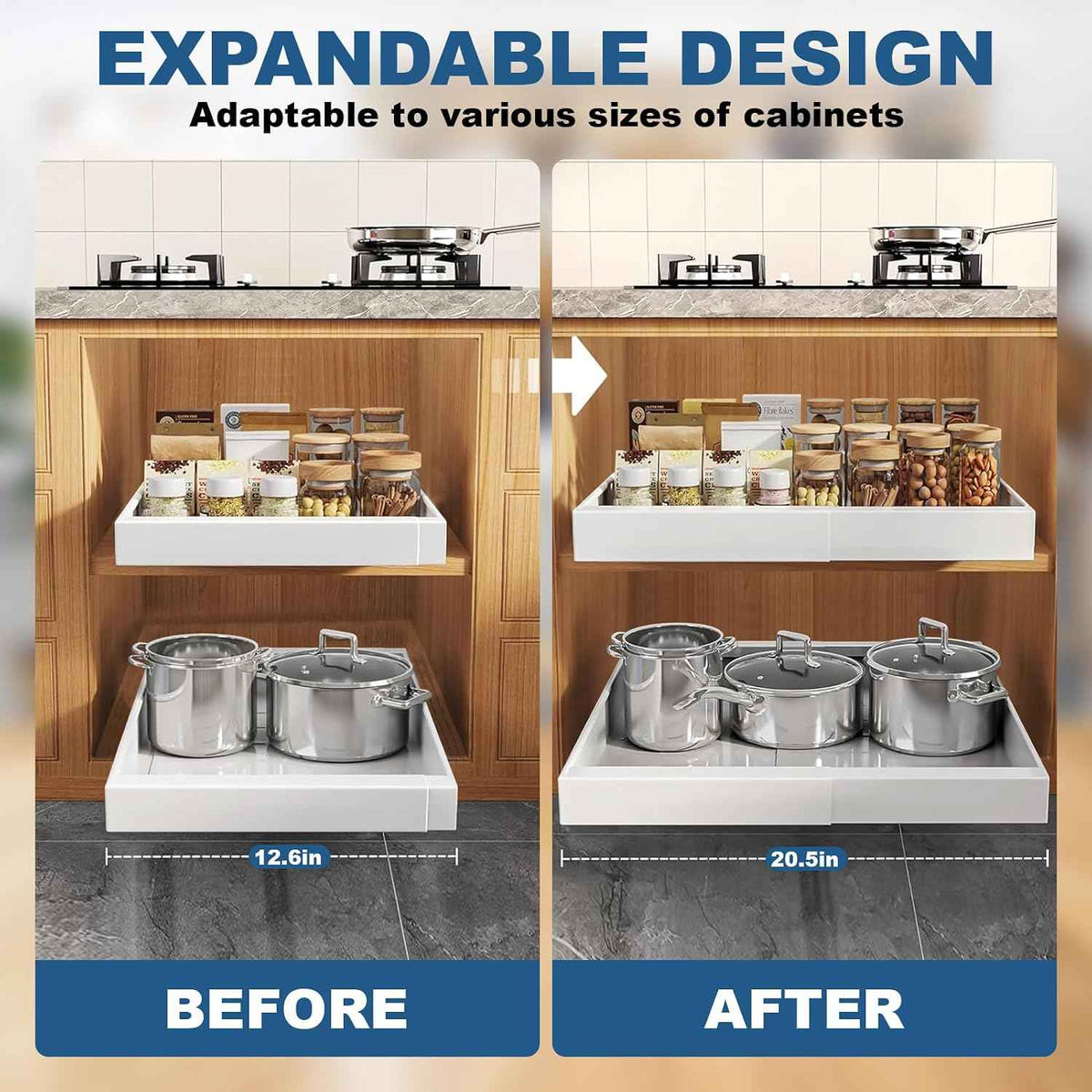 Pull-Out Cabinet Organizer, 2-Pack, White