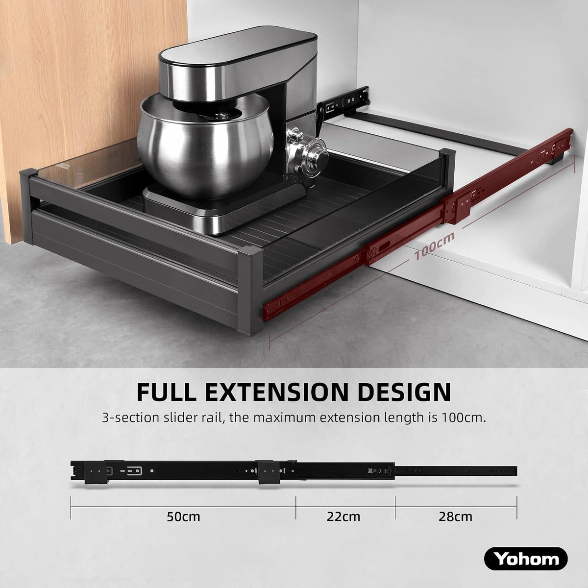 YOHOM Pull Out Cabinet Organizer, 20" W x 21" D