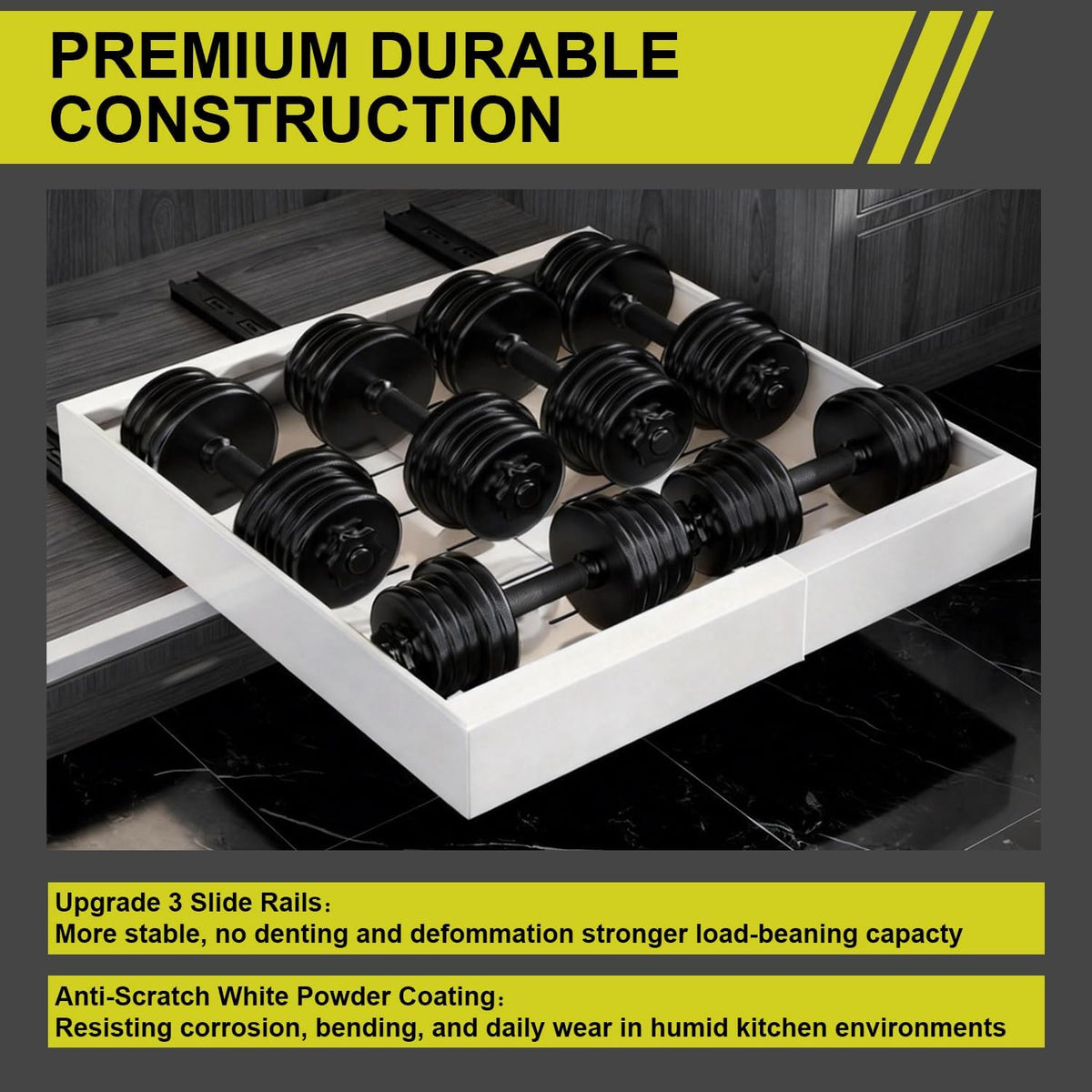 2-Pack Pull Out Cabinet Organizer, 21" Deep, 12"-22" Wide