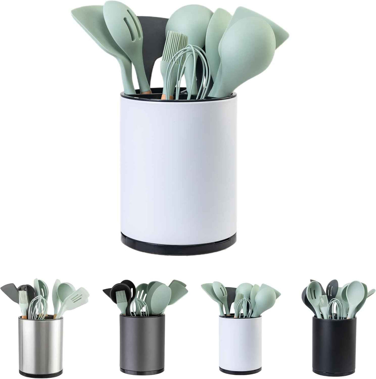 Extra Large Rotating Utensil Holder, White