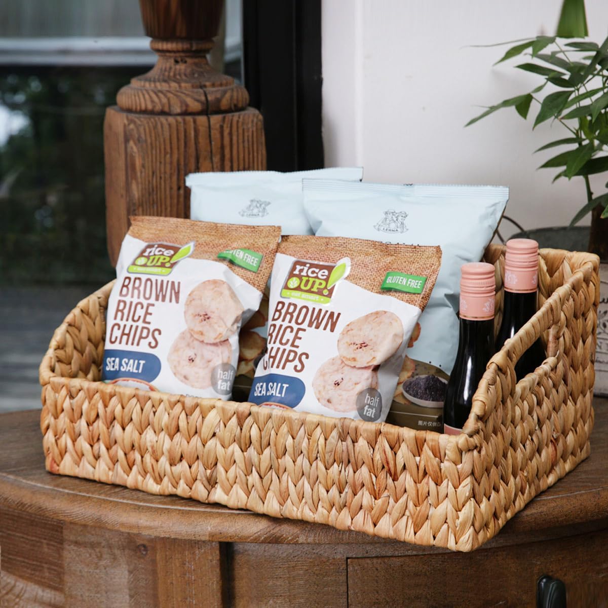 Pantry Baskets and Organizers, Large Wicker Baskets for Shelves, Handwoven Labeled Storage Basket for Organizing with Handles-Water Hyacinth Storage Bins, Boho Decorative, 3Pack, Natural - Field & Nook