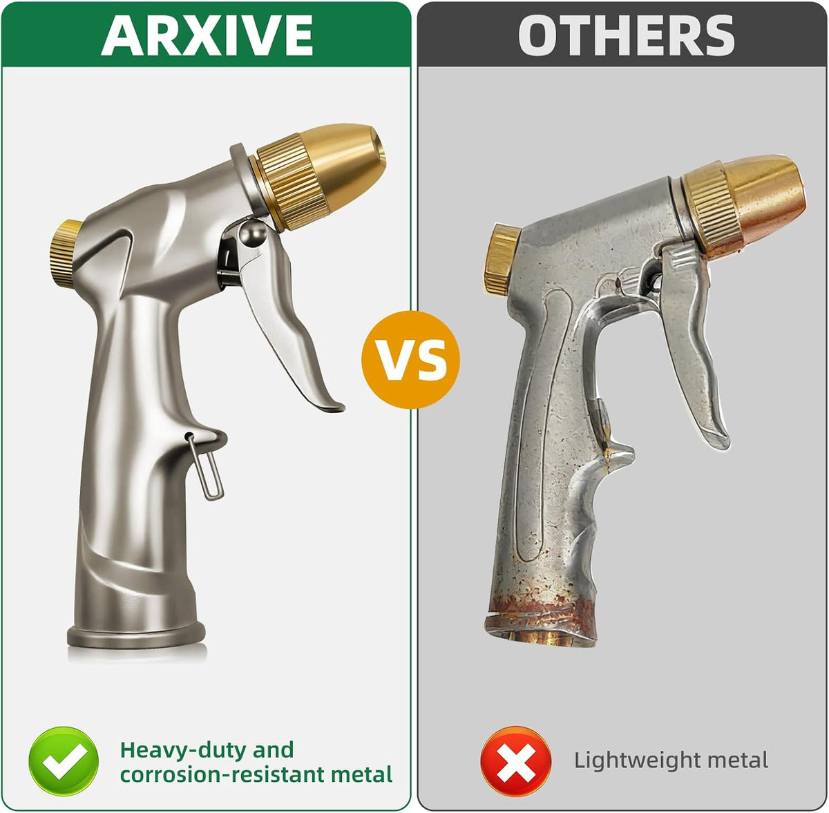 100% Metal 4-Pattern High-Pressure Hose Nozzle - Field & Nook