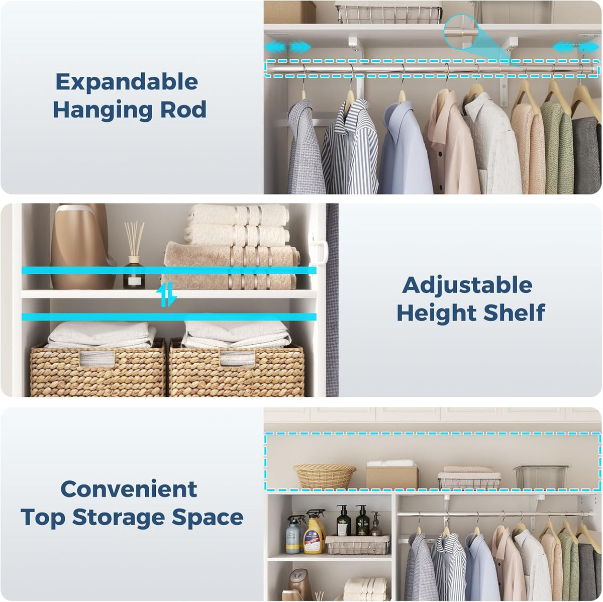 60-Inch Wall-Mounted Laundry Shelf & Hanging Rack - Field & Nook