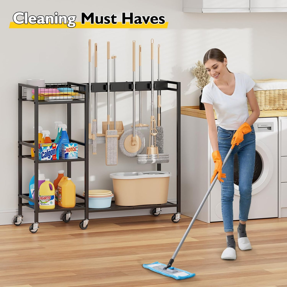 Mobile Cleaning Supply & Mop Storage Cart - Field & Nook