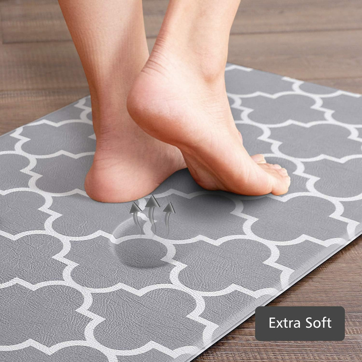 KMAT Kitchen Mat Set of 2,Cushioned Anti-Fatigue Kitchen Mats for Floor | Waterproof Non-Slip Kitchen Rugs Heavy Duty PVC Ergonomic Comfort Foam Rug for Kitchen,Floor Home,Office,Sink,Laundry