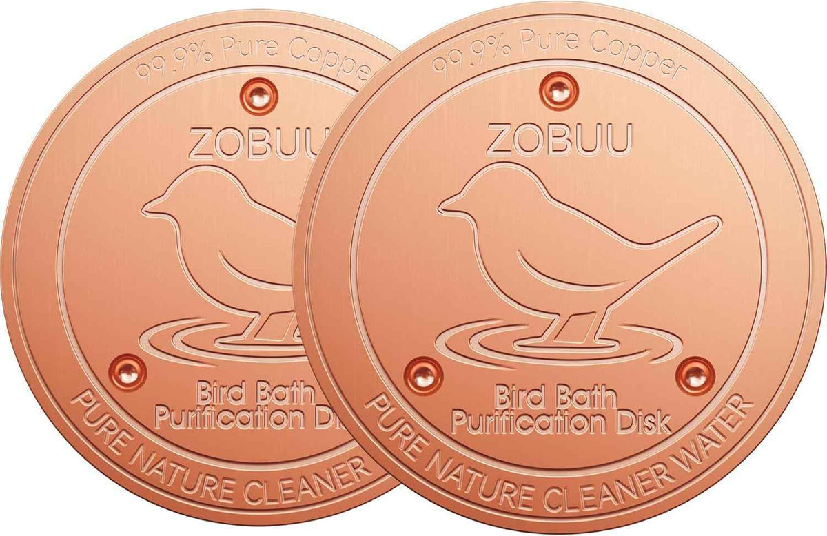 2 Pack Bird Bath Copper Disk, 0.6mm Thickness 99.9% Pure Copper Bird Bath Purification Disk with Triple-Point Support, Year-Round Use, Fits All Outdoor Bird Bath Bowl