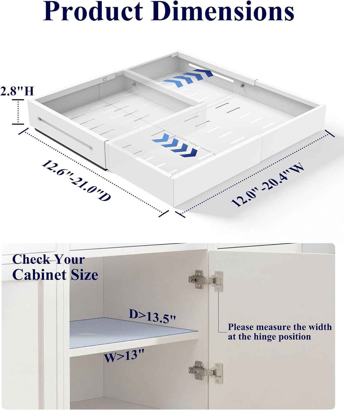 Kitsure 2 Pack Expandable Pull Out Cabinet Shelves