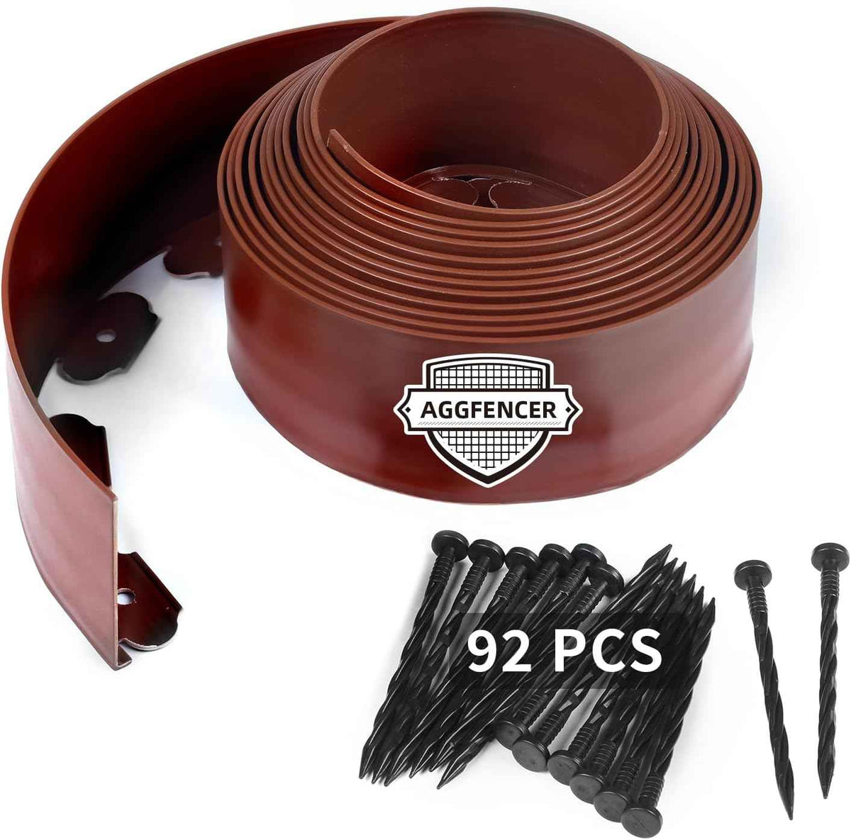 4 in x 50 Ft Garden Landscape Edging, No Dig Garden Edging Border Kit with 92 Pcs Spikes for Flower Bed Lawn Yard Grass Brown
