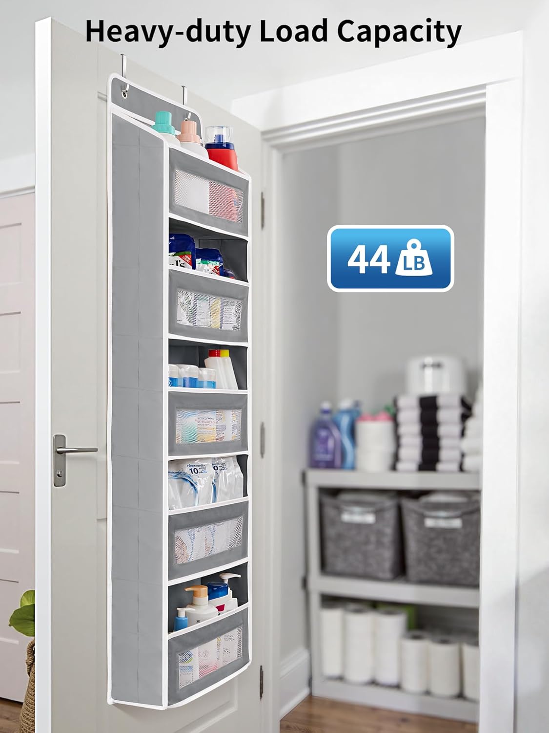 Over the Door Organizer for Bedroom – 5 Shelf Grey - Field & Nook