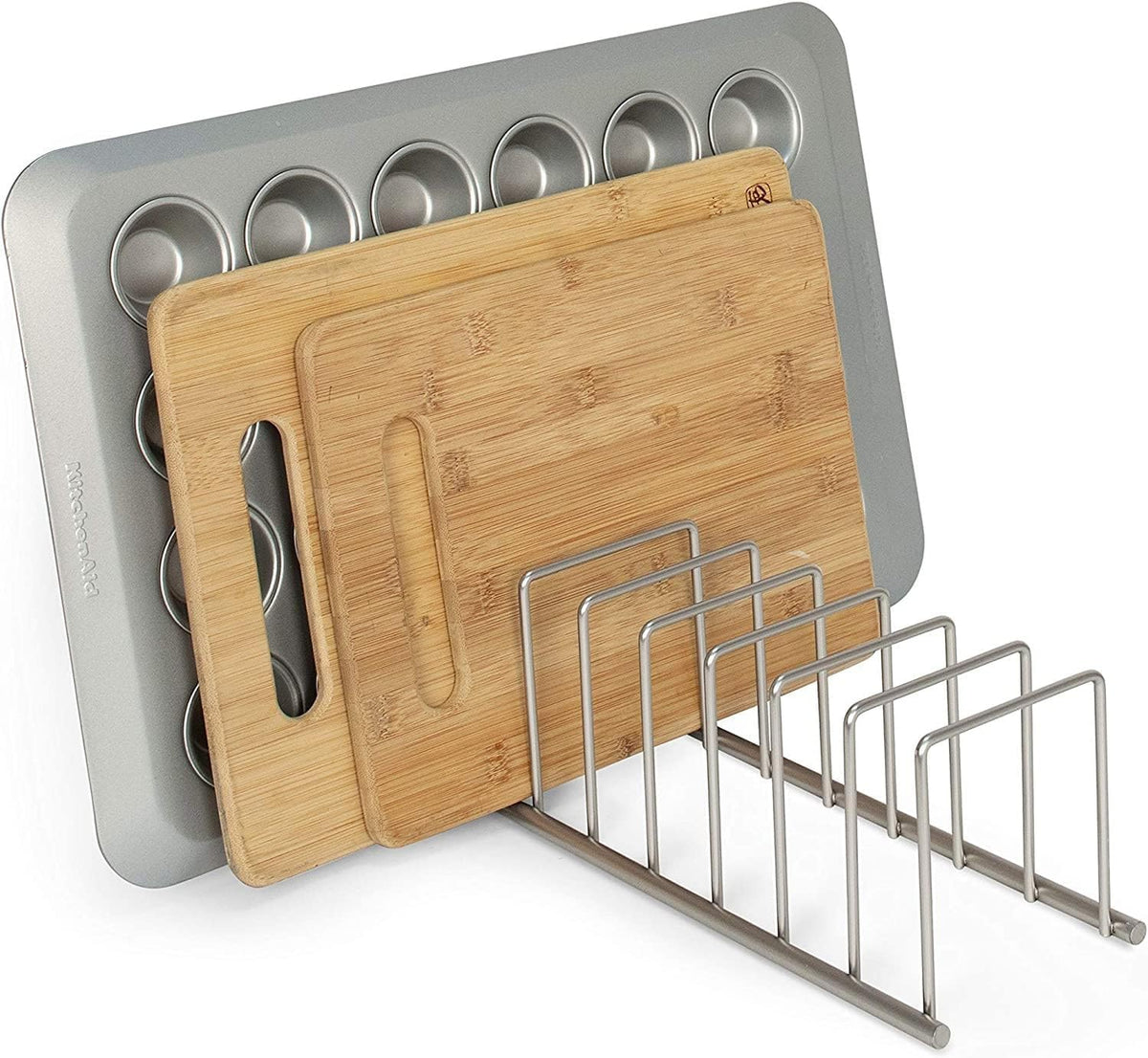 Spectrum Euro Metal Dish Rack & Cutting Board Holder, Satin Nickel