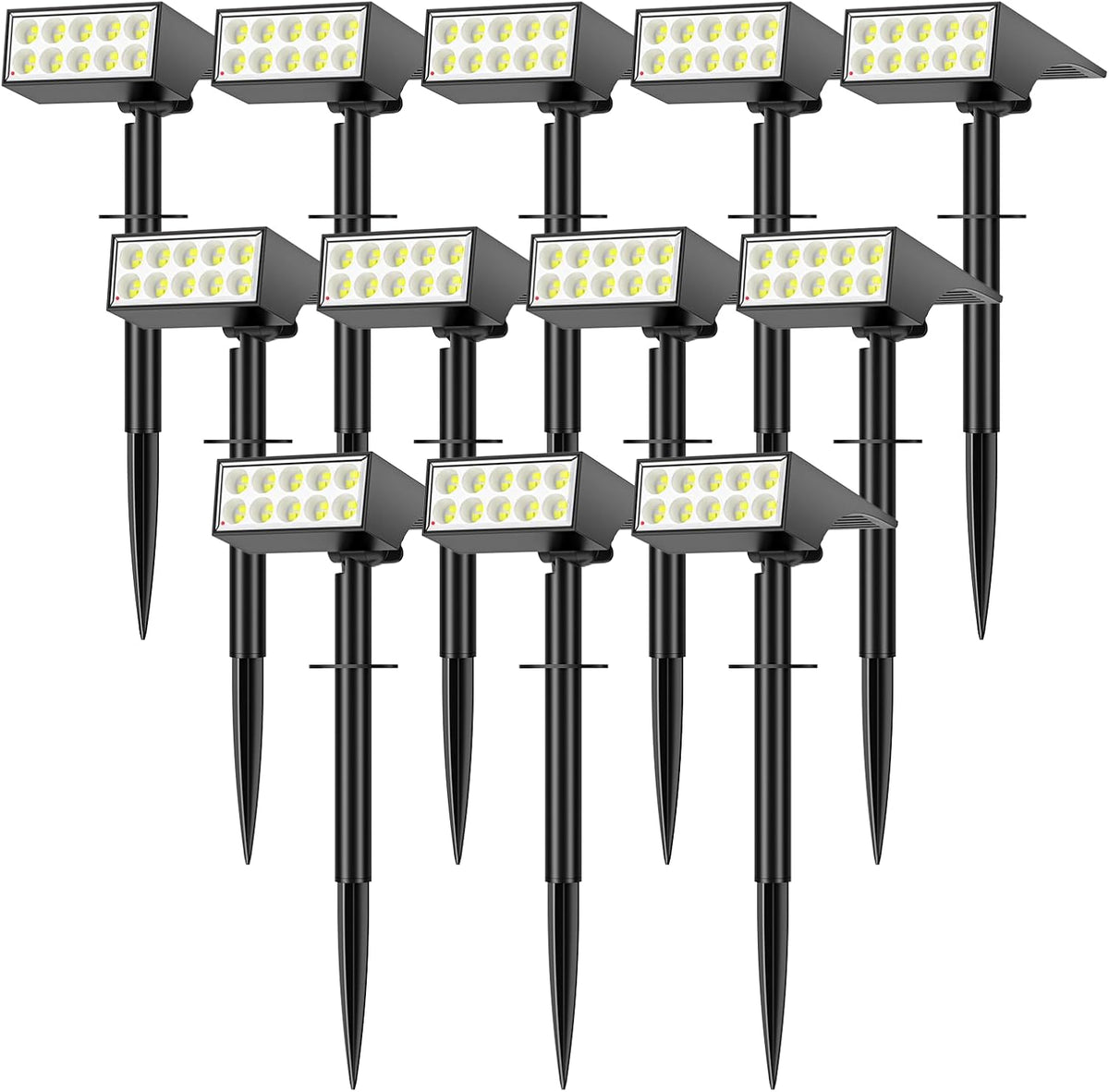 Solar Spot Lights Outdoor Waterproof,[12 Pack/4 Modes] Landscape Lighting Spotlights, Auto On/Off LED Solar Powered Yard Garden Flood Solar Light for Outside Pathway Wall Tree Pool,Cool White