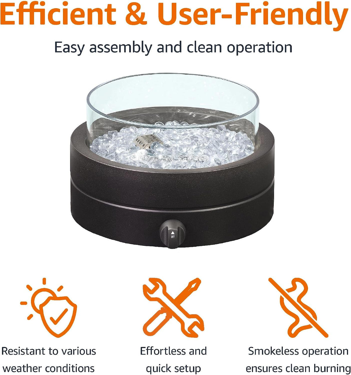 Round Propane Tabletop Fire Pit – 14 in, 9,000 BTU