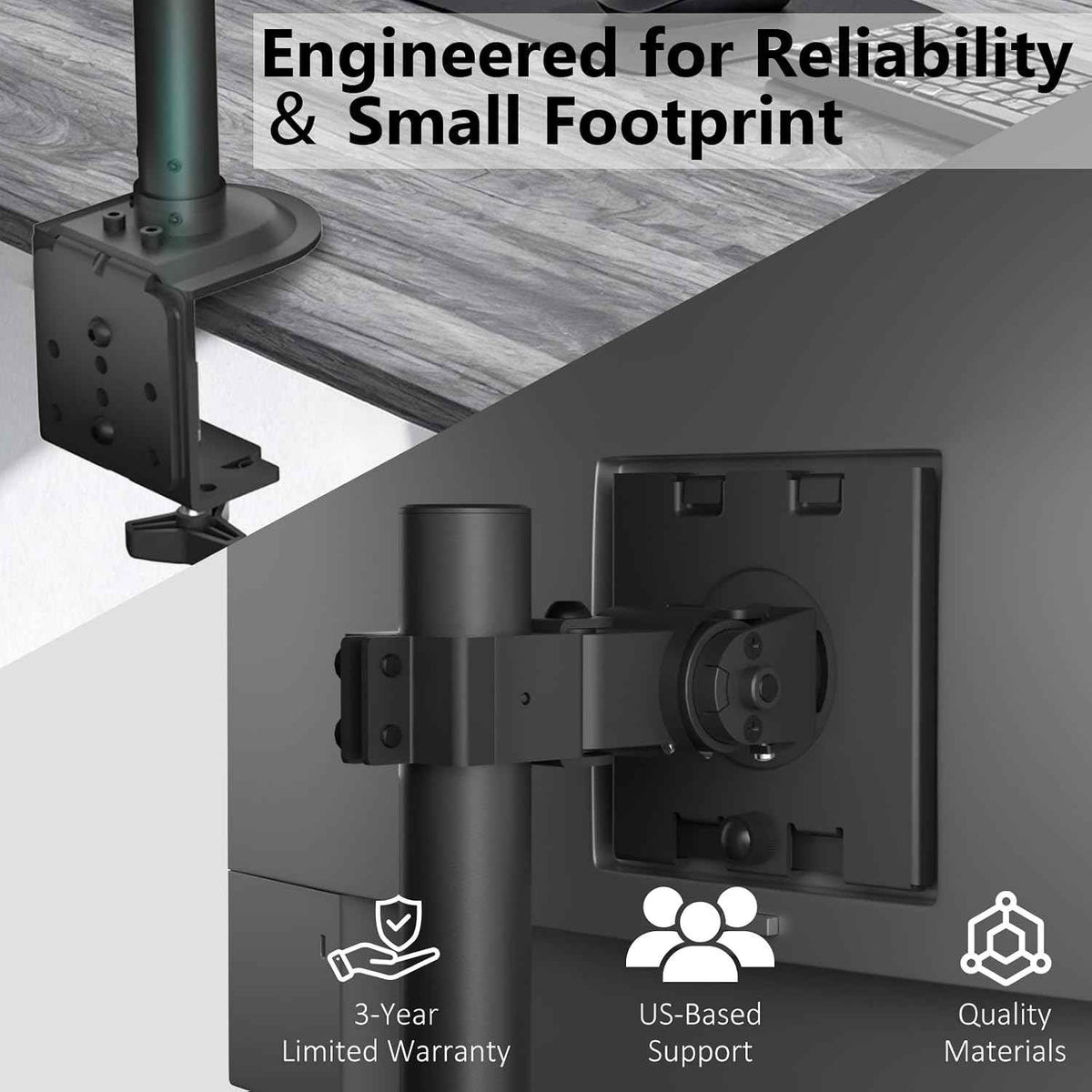 WALI Heavy Duty Single Monitor Arm Desk Mount for 13-49 Inch Screens, Ultrawide Monitor Stand with Full Motion Tilt, Swivel, Rotation, Holds up to 44 lbs, C-Clamp Mount for VESA 75/100mm,(M001S)