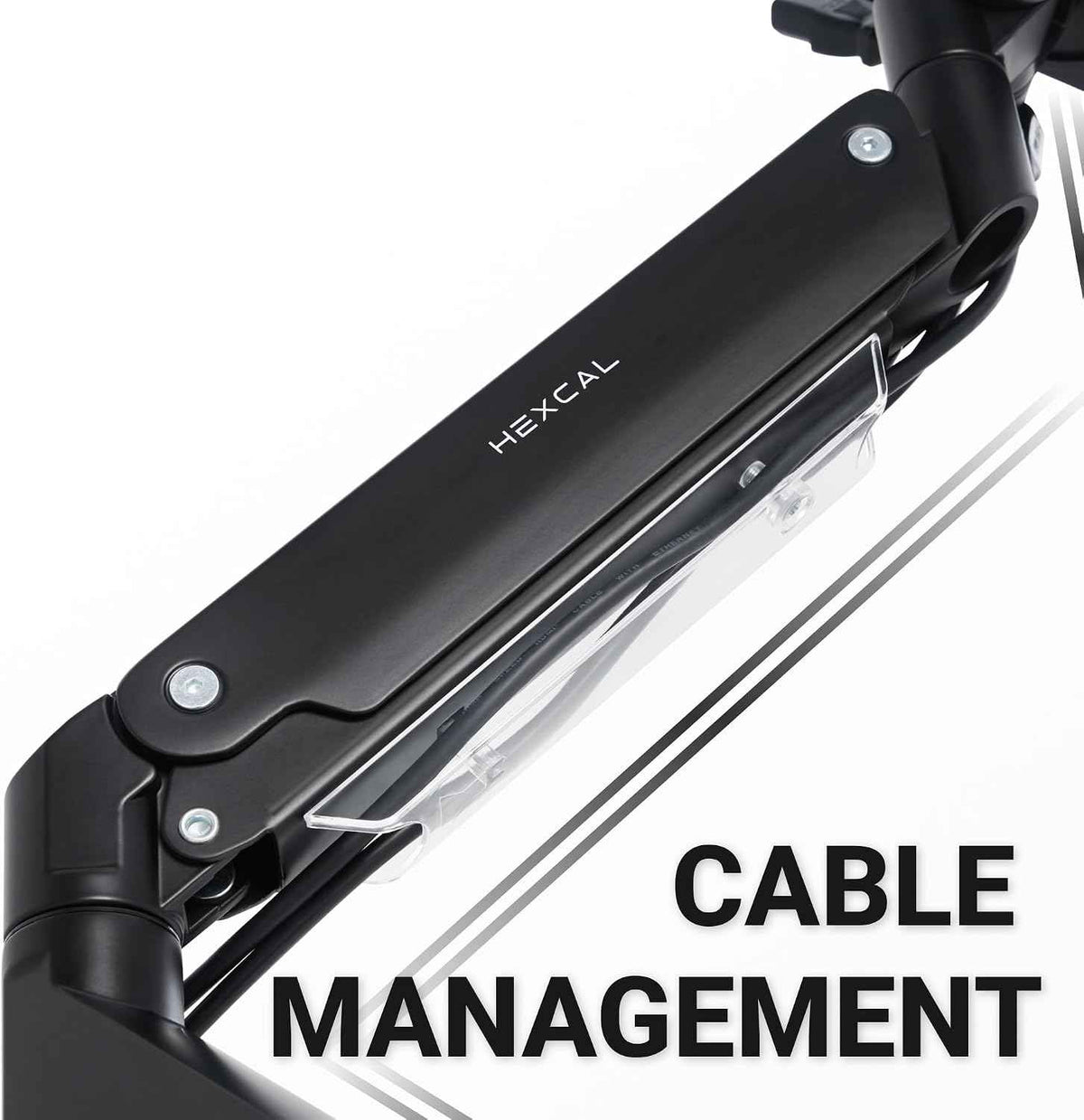 Hexcal Heavy Duty Monitor Arm for 57" Ultrawide Screens, Support up to 59.4 lbs, Full Motion Desk Mount with Quick Release VESA (75/100/200mm), C-Clamp & Grommet Base, Space-Saving Design