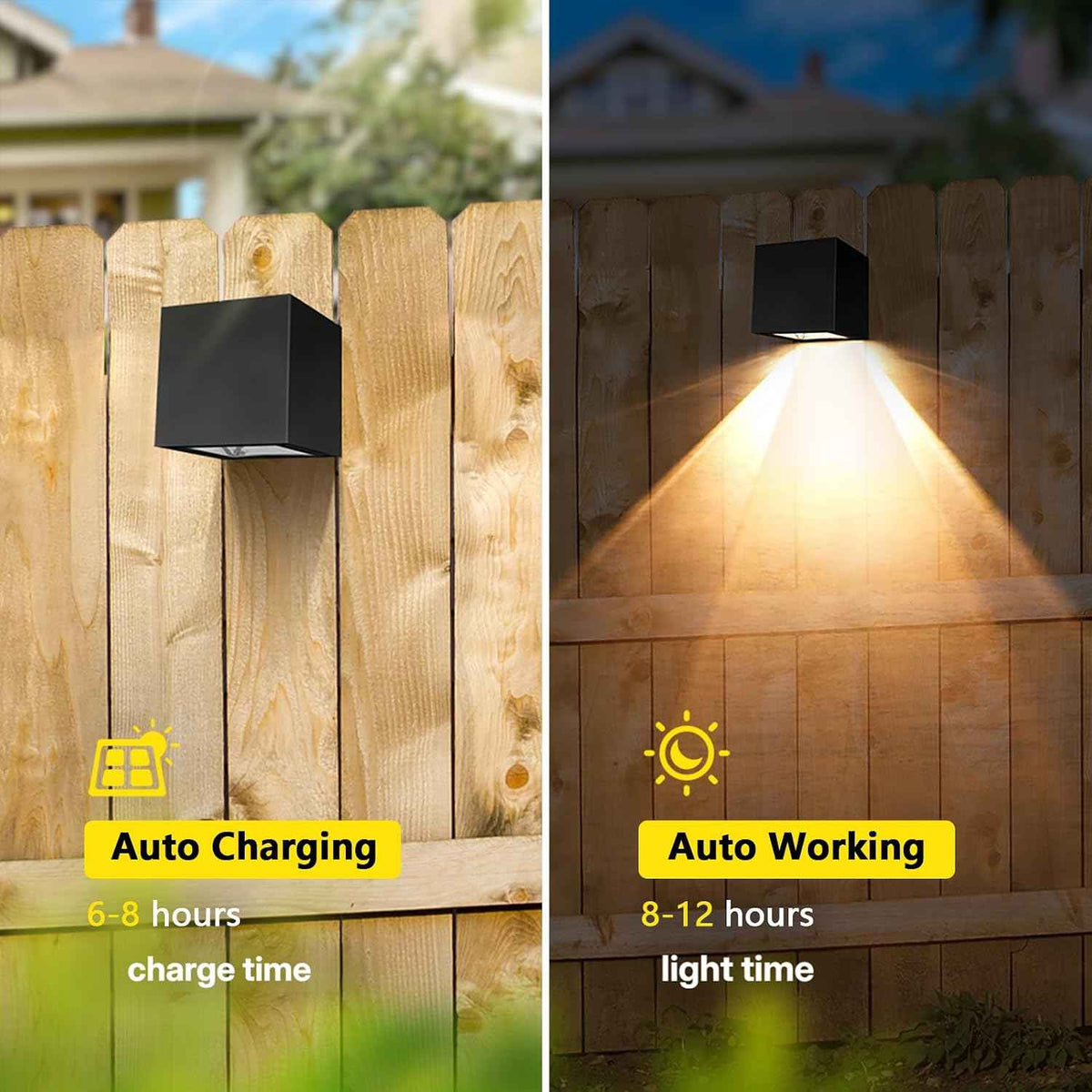 Solar Wall Lights Outdoor for Mailbox, House Numbers, Address, 2 Pack | Wall Mount Downlights Dusk to Dawn Solar Powered 3000K Warm White & Cycling RGB Mode 4 X 4 in Modern Square LED Auto on/off