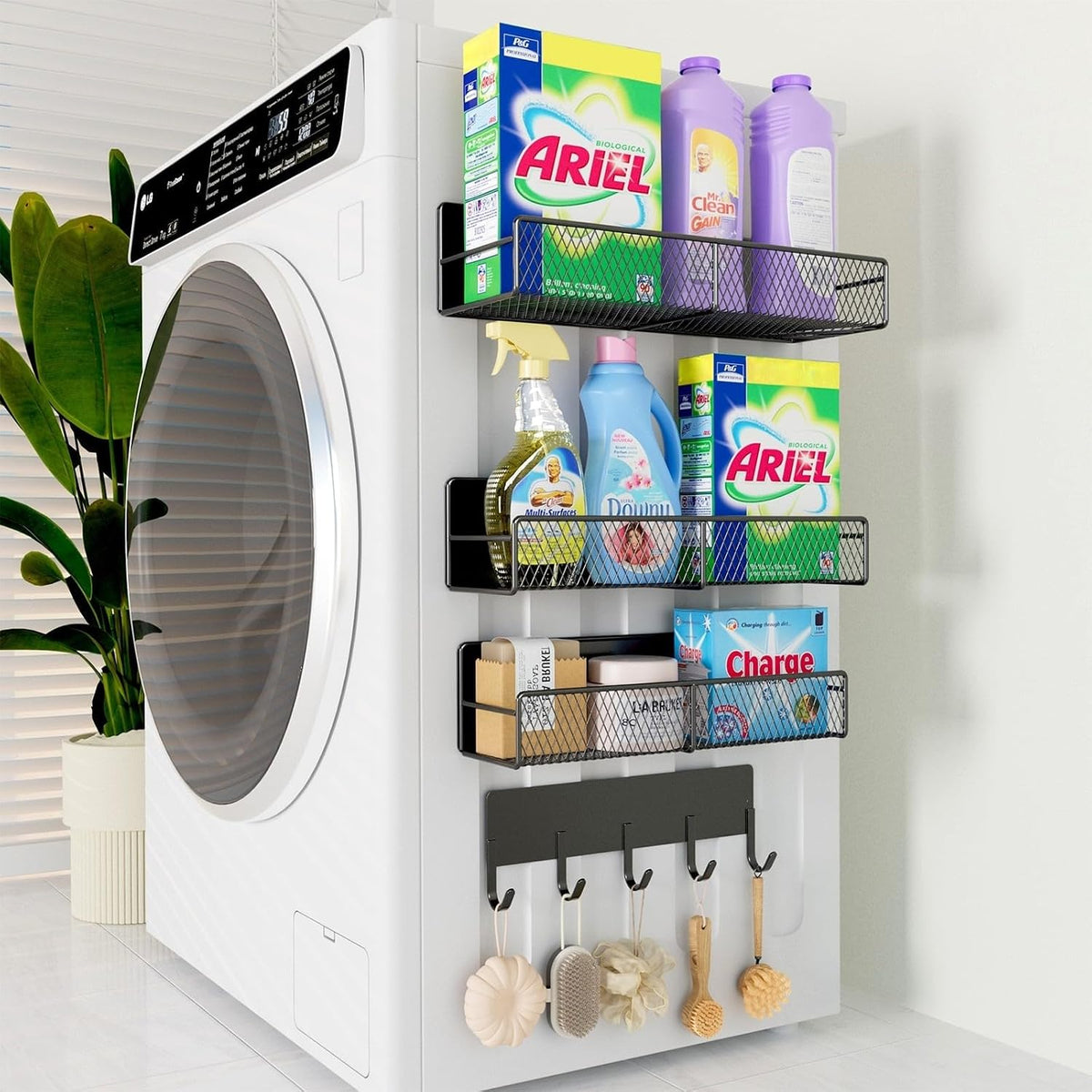 4-Pack Magnetic Shelves for Washing Machine – Metal Storage Baskets - Field & Nook
