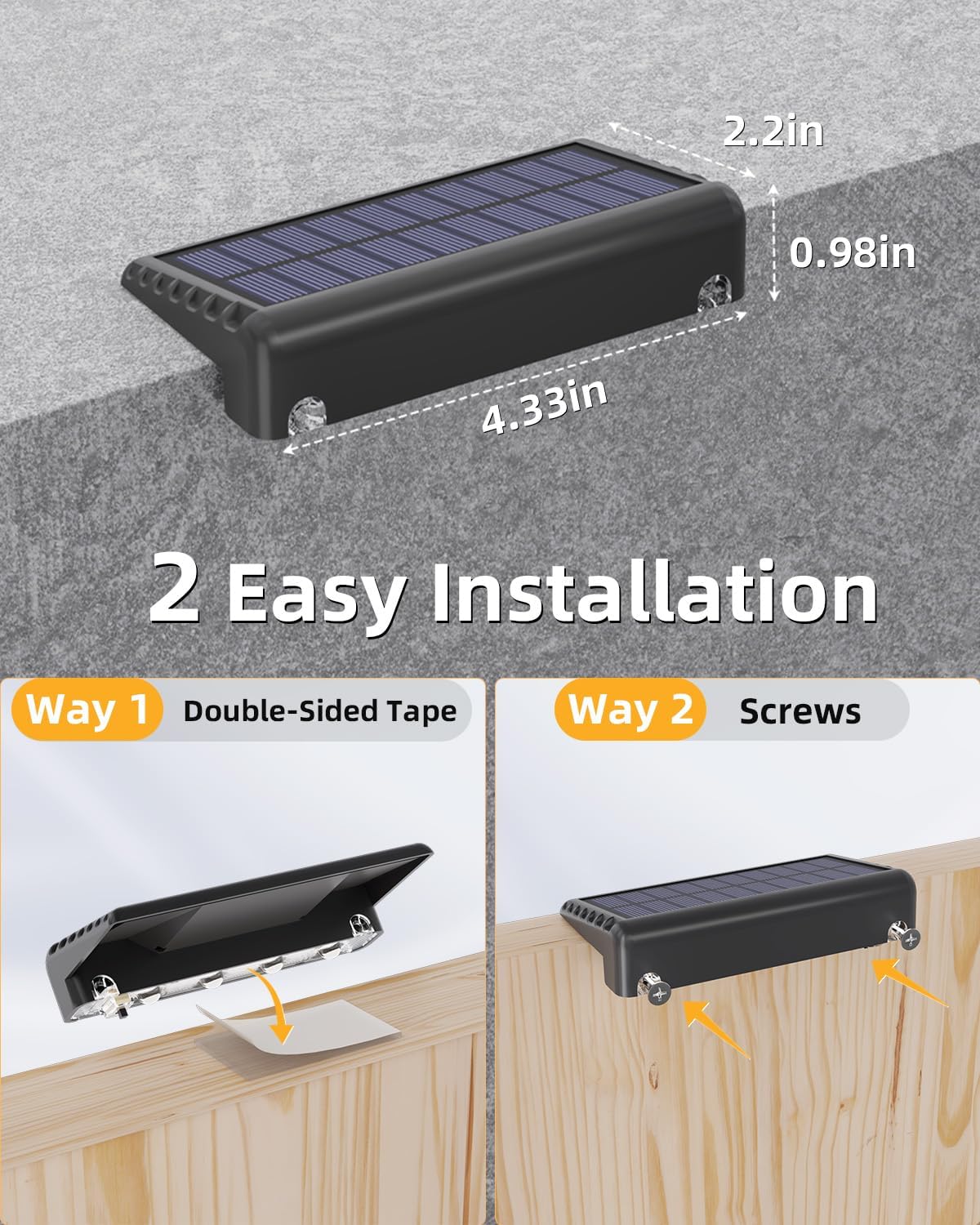 Large Solar Deck and Step Lights – Warm White, 16 Pack