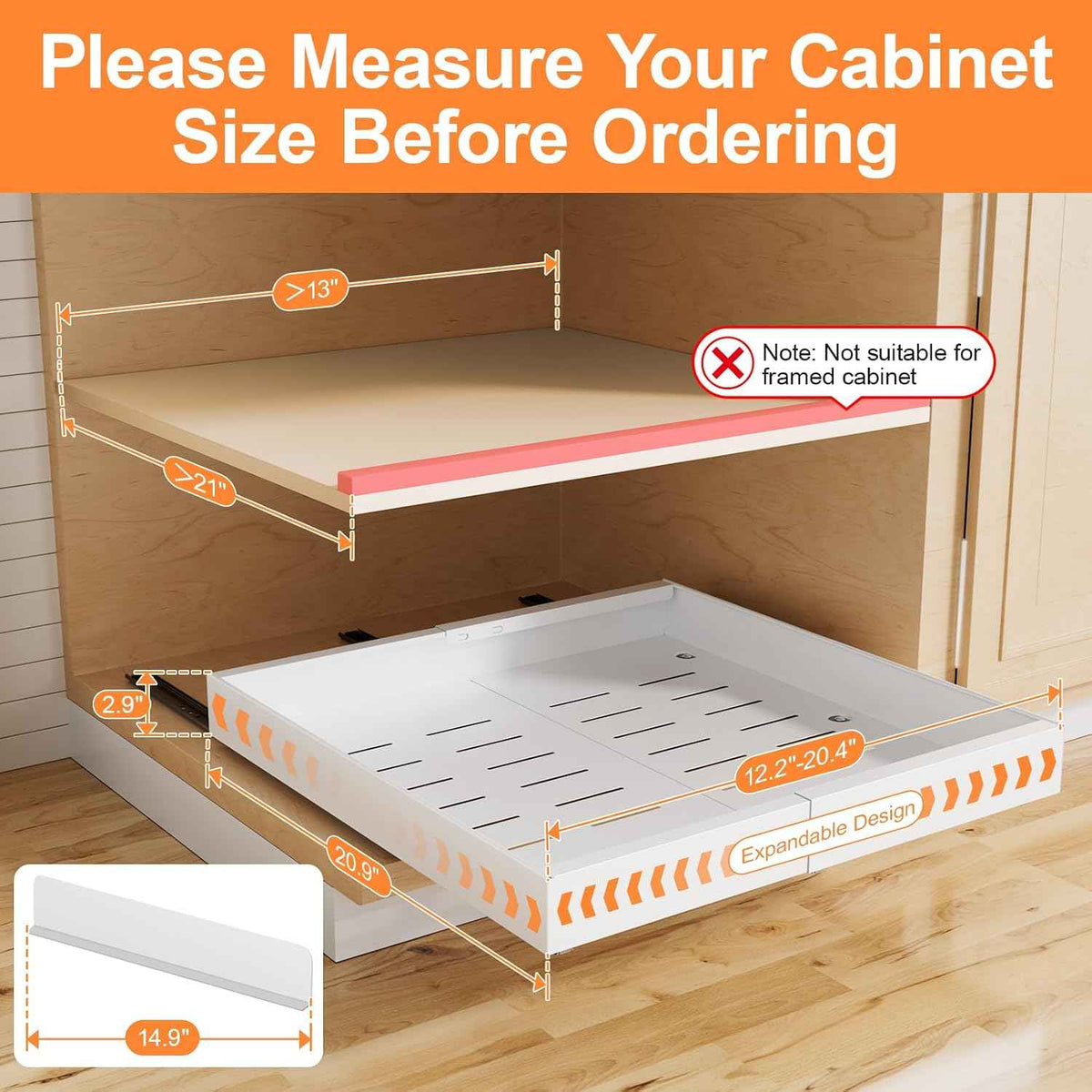 YJHome 2 Pack Expandable Pull Out Cabinet Organizers, 12"-20"W