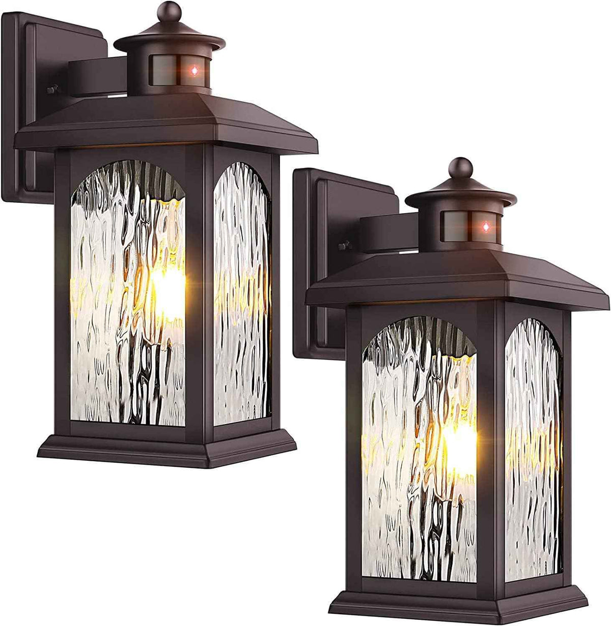 2 Pack Motion Sensor Outdoor Lights, Brown Dusk to Dawn Outdoor Lighting, Oil Rubbed Bronze Exterior Light Fixtures, Waterproof Porch Lights Wall Sconce for House, Garage, Porch, Entryway Anti-Rust
