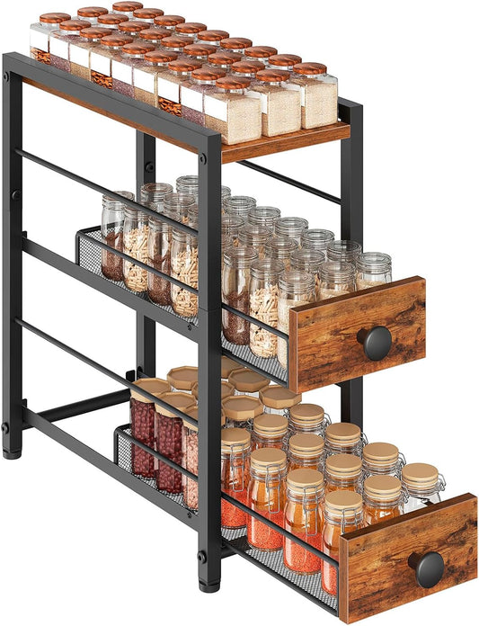 Spice Rack – 3-Tier Pull Out Spice Rack Organizer for Countertop - Field & Nook