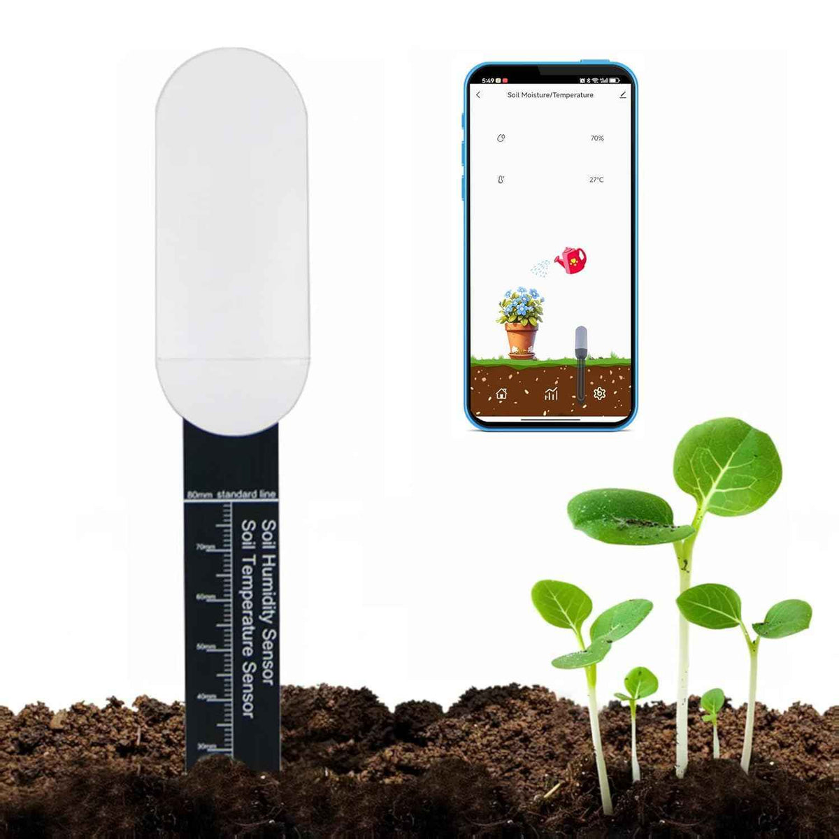 Smart Soil Moisture Meter: Zigbee Soil Moisture Sensor with App Control, Historical Record, Soil Tester with Moisture/Temperature Sensor, Tuya Zigbee Hub Required, Soil Meter for Garden, Plants