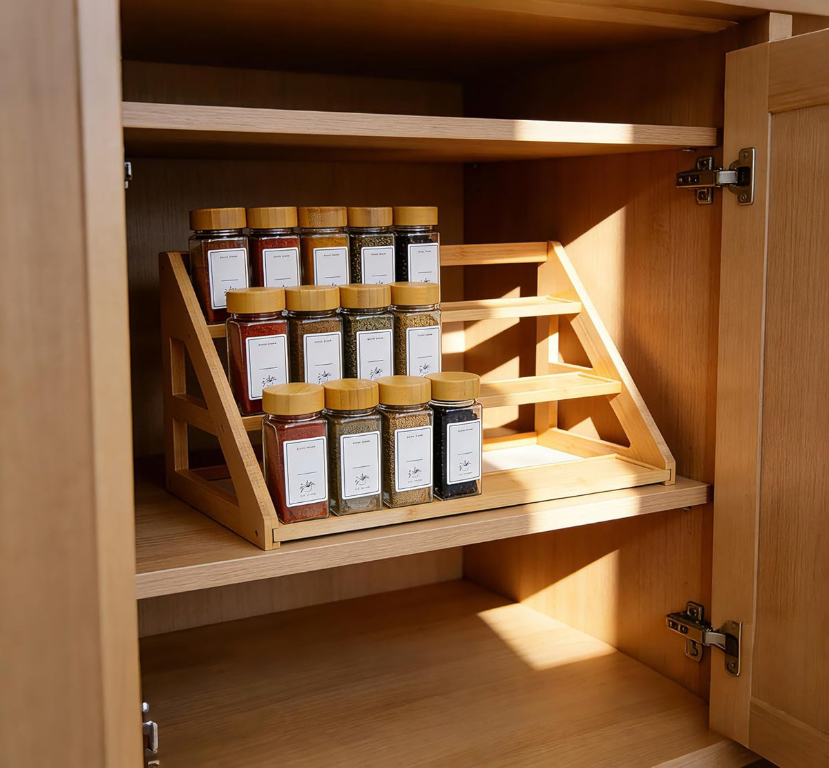 17.5-Inch Bamboo Tiered Spice Rack Organizer - Field & Nook