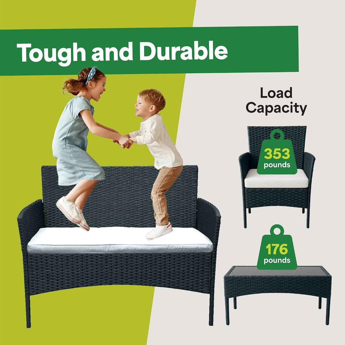 EconoHome 4-Piece Outdoor Patio Furniture Set - Patio Set with 2