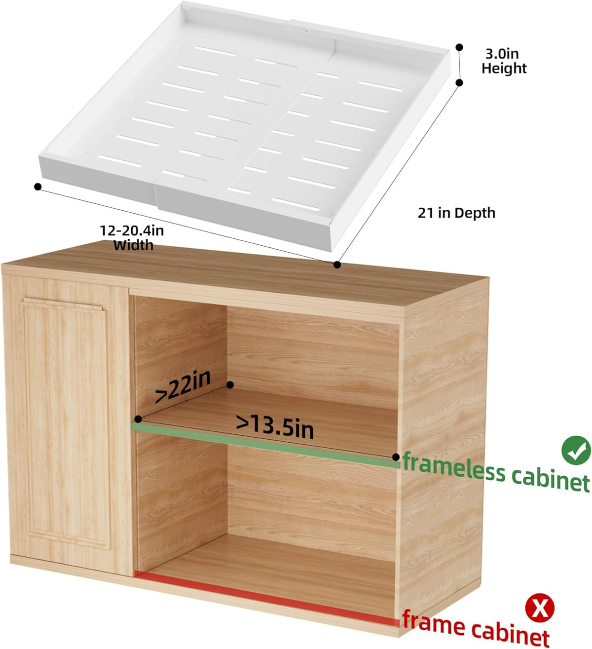 4 Pack Expandable Pull Out Cabinet Organizer | fixed by nano adhesive film,heavy duty sliding drawer,suitable for kitchen,pantry cabinet storage - Field & Nook