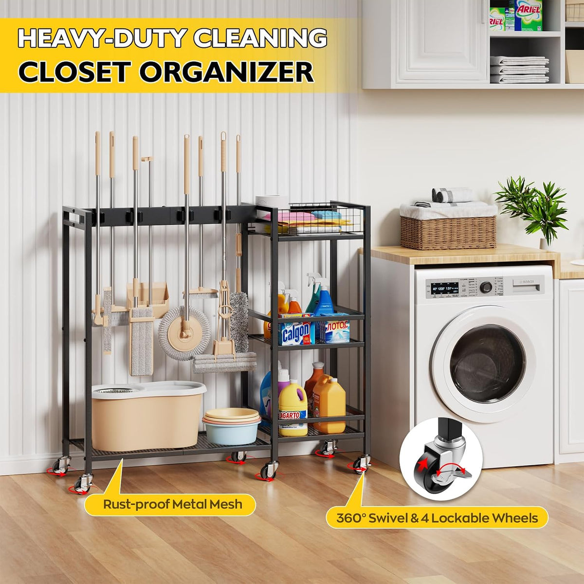 Mobile Cleaning Supply & Mop Storage Cart - Field & Nook