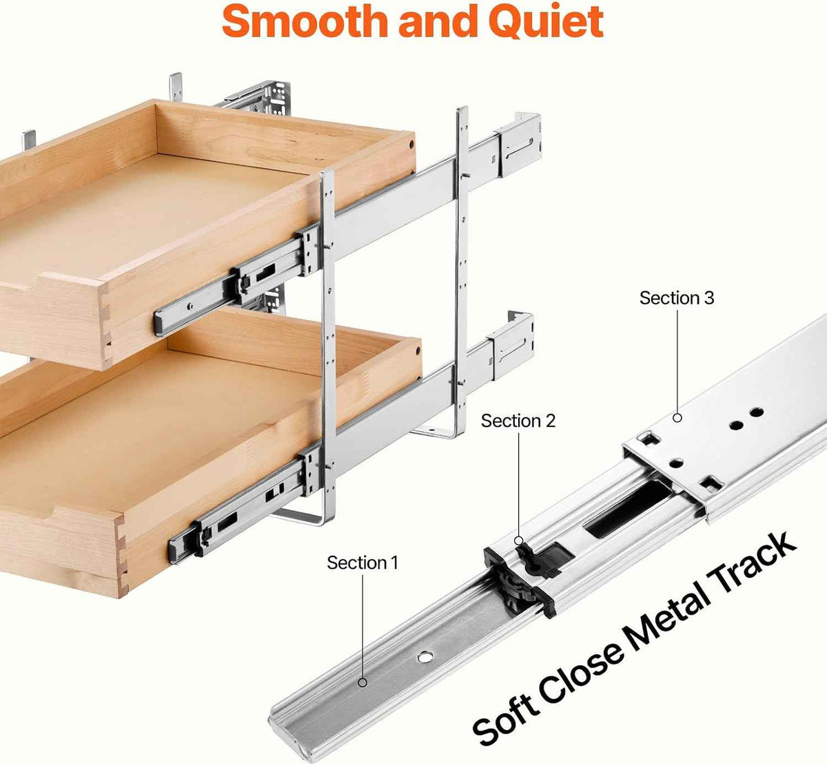 VEVOR 2-Tier Pull-Out Cabinet Organizer, 14" W x 21" D