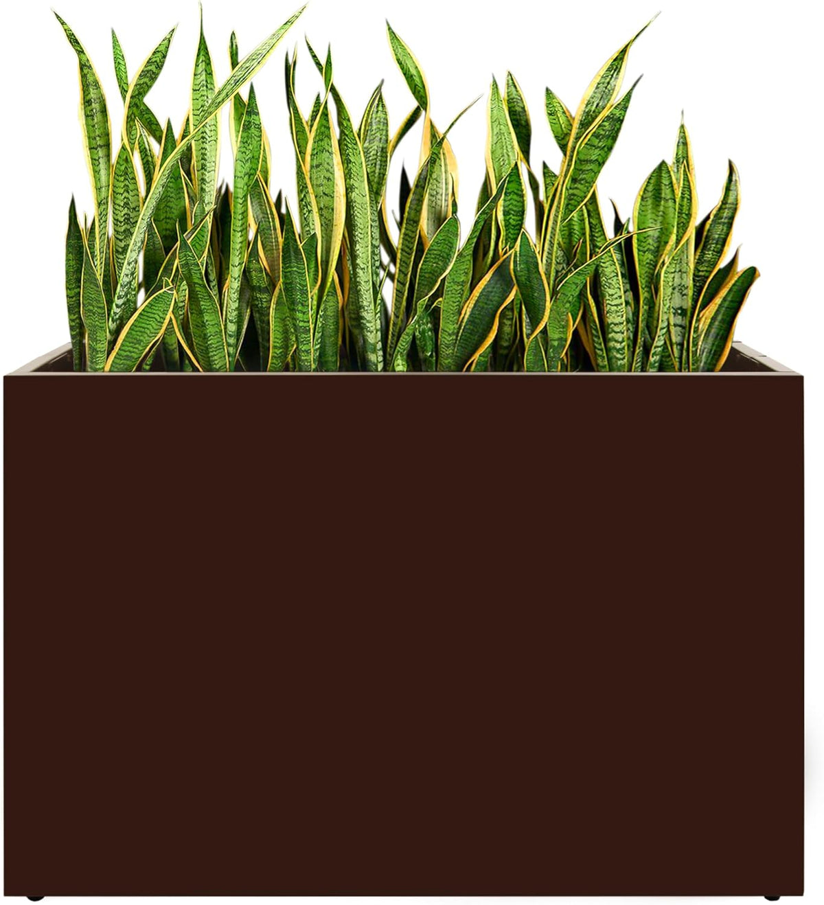 Metal Rectangular Planter, 35.5"x 10"x 28" Brown Planter Box for Outdoor, Easy Installation Galvanized Steel Planter with Drainage Holes, Outdoor Planter for Porch/Patio/Garden
