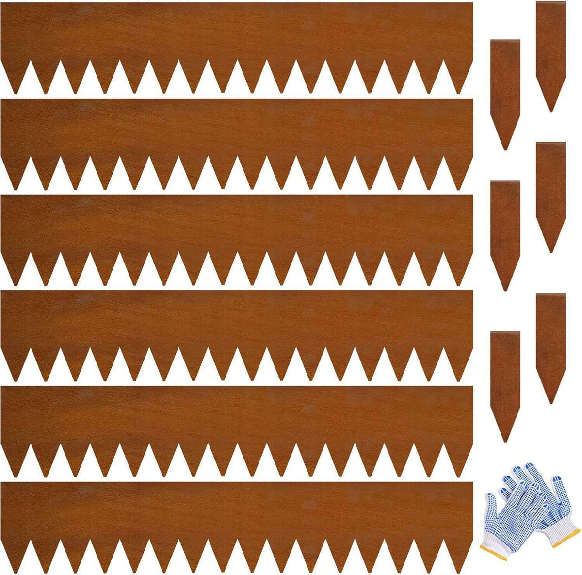Corten Steel Landscape Edging 8" H x 40" L 6 Pack Metal Garden Edging, Pre-Rusted Metal Landscape Edging, Hammer-in Steel Edging for Landscaping with 6 Clips for Lawn Yard Border (20Ft Total)