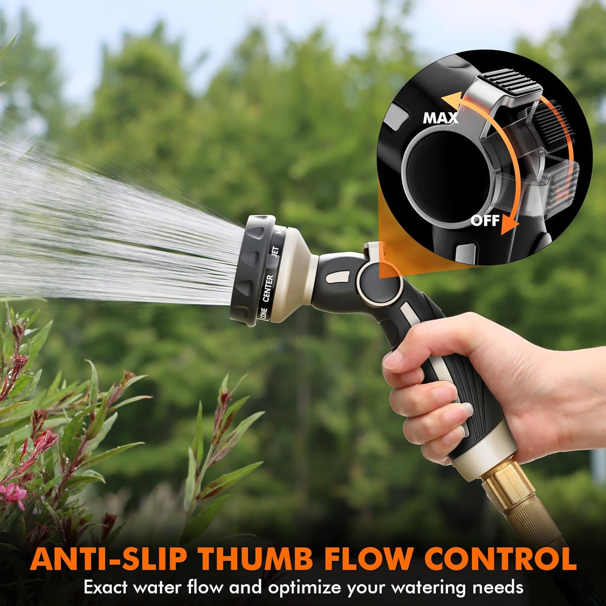 9-Pattern Heavy-Duty Metal Hose Nozzle – Black - Field & Nook